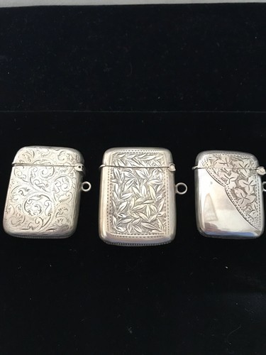 Match Safe Vester Silver Three Antique 1897-1909 - 第 2/7 張圖片