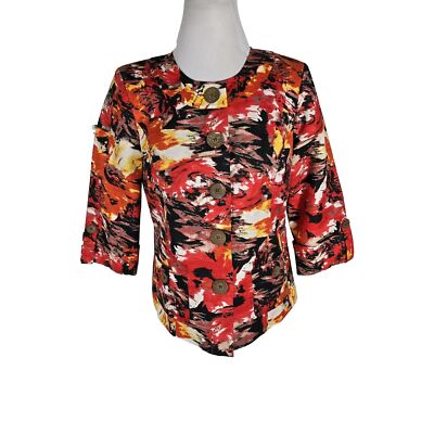 birch hill Wms M Multi Color Floral Silk Cotton Suit Seperate Jacket S18