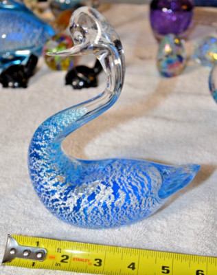 c1950/60 Barovier Seguso MURANO ITALY ART GLASS Silver Fleck SWAN FIGURE 7''