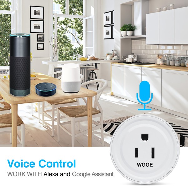 Alternate view of Smart Plug, Mini Smart Wifi Outlet Alexa, Google Assistant 2/pk