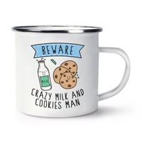 Beware VerrüCkte Milch Und Kekse Mann Emaille Becher Tasse Lustiger Witz Essen