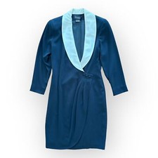 Gillian Vintage 80s Black Blazer Wrap Cocktail Dress Size 10