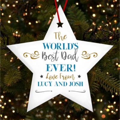 Der weltbeste Papa Text Stern personalisiert Christbaumschmuck Deko