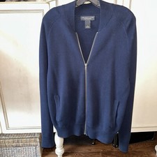 The Men  s Store Bloomingdale  s Zip Up Cotton Knit Cardigan L