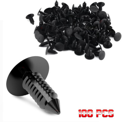 100 Auto Fastener Fit 1/4'' Hole X-Mas Tree Push Type Clip Bumper Fender Retainer