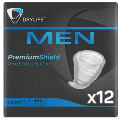 1x Drylife Men Premium Shield Incontinence Pads - Level 1 - Pack of 12- 385ml
