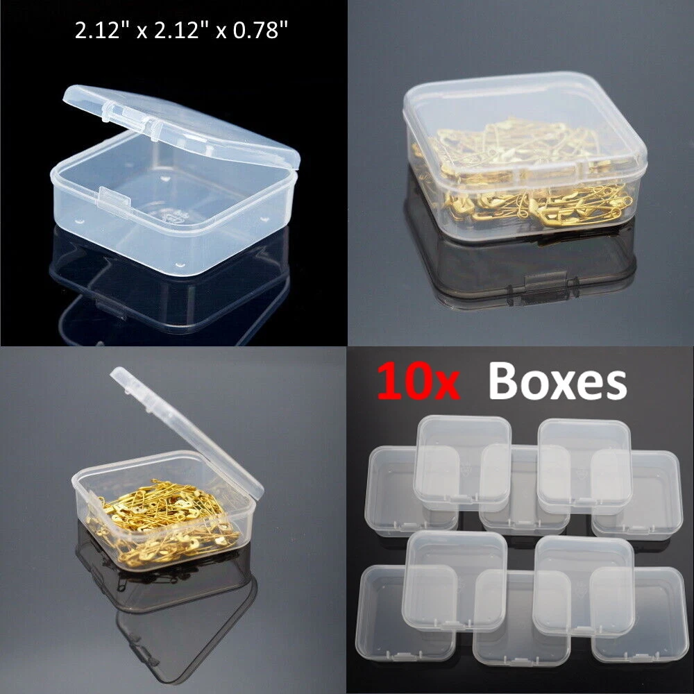 10x PCS Small Plastic Storage Boxes Container Square Box Coins Screws  Jewelry