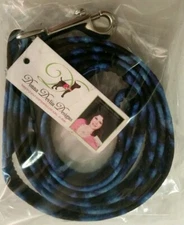 Small Dog Leash in Blue/ Navy Animal Print 5/8" x 5' Long by Donna Devlin Design