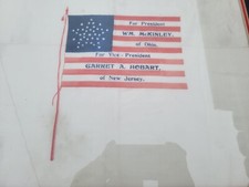 Rare William McKinley for President Silk Campaign Flag Framed