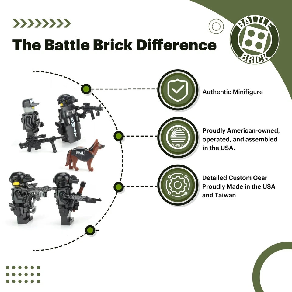 Battle Custom SWAT Team Police Officer made w/ real LEGO® Minifigs - Image 2 of 4