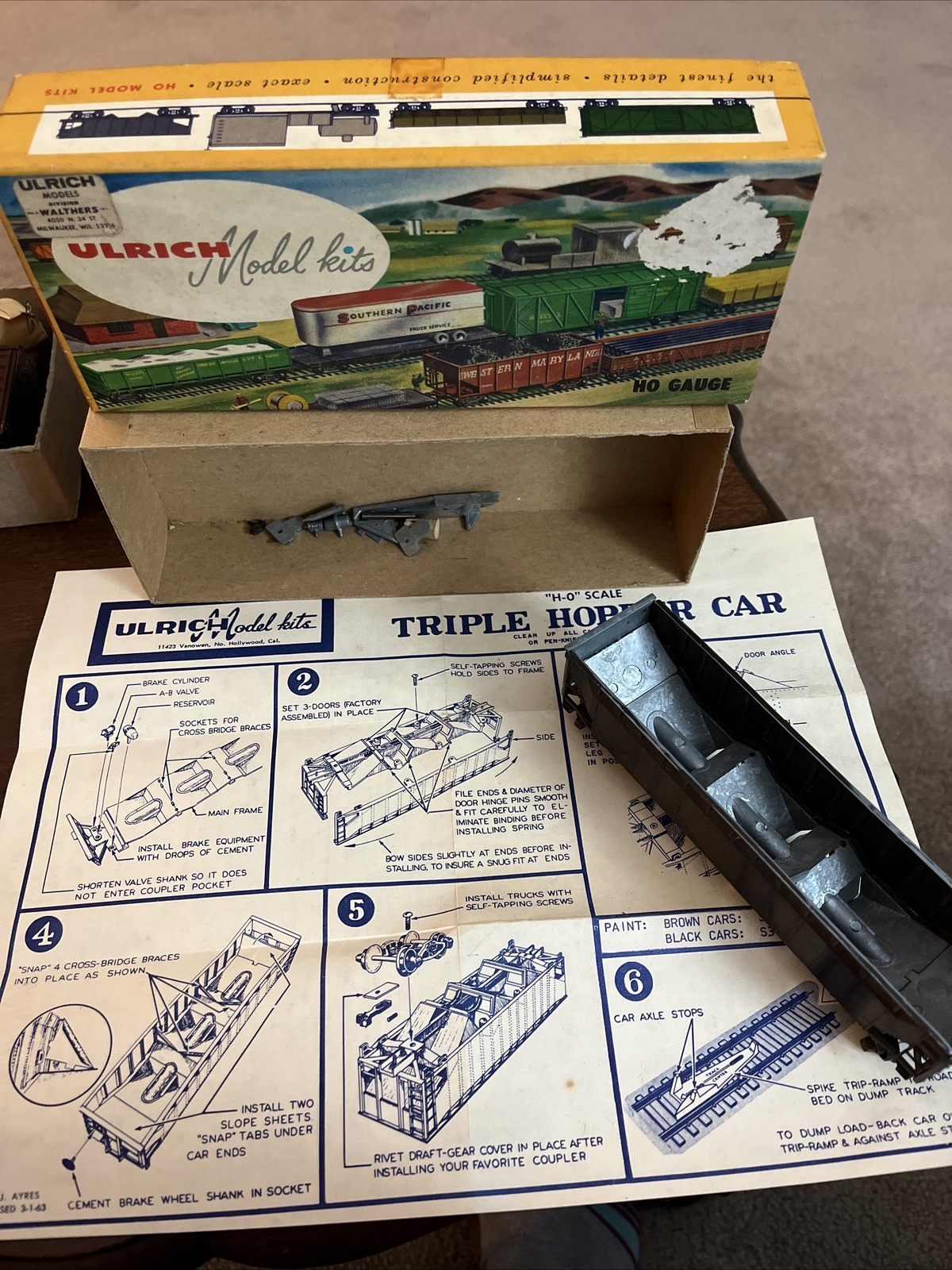 Kit Ulrich HO Train Kits 2 Ulrich Hopper Kits And One Athearn Box Car Incomplete ...