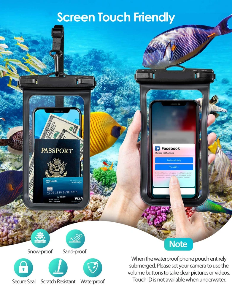 2 Pack Waterproof Phone Bag Pouch Underwater Cell Phone Case Cover Dry Bag - Image 3 of 4