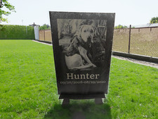 Photo Engraved Slate Pet Memorial Stone  With Display Stand.