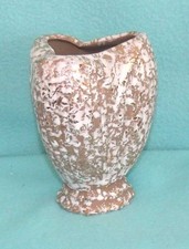 Vintage Made in USA Pottery Vase with Milk Glaze and Gold Shine - Lovely!
