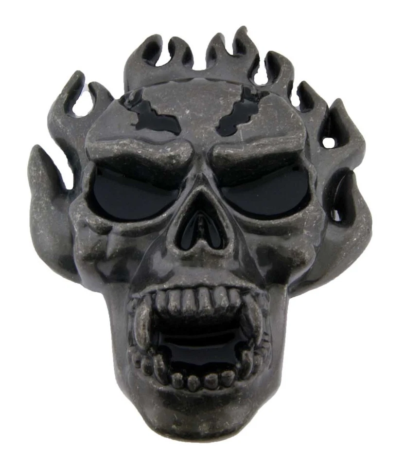Calavera Llameante Blinged Metal Cinturón Hebilla Hombres Mujeres Halloween Disfraz Plateado Nuevo Foto 4 de 4
