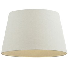 Image of 10" Inch Round Tapered Drum Lamp Shade Ivory Linen Fabric Cover Simple Elegant