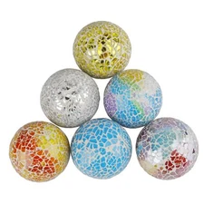 6pcs 2.36in Mosaic Glass Sphere Ball Decorative Mosaic Glass Orbs Mosaic Deco...
