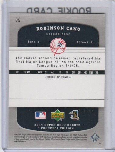 ROBINSON CANO ROOKIE CARD Upper Deck Update Prospect RC New York Yankees M's Met - Picture 2 of 2