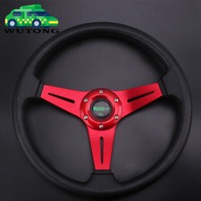 Red 14inch Universal Aluminum Racing Steering Wheel Drifting Deep Dish 6 Bolt