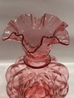 Vintage Fenton 8" Quilted Cranberry Glass Ruffled Melon Vase Elegant BEAUTIFUL  — photo 2