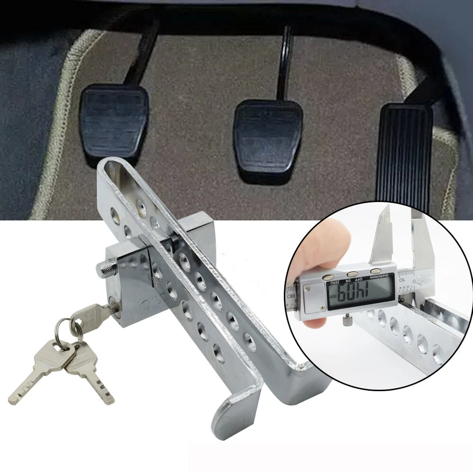 Bloqueo de pedal de freno automático para automóvil antirrobo seguridad acero inoxidable bloqueo de embrague 3 llaves Foto 2 de 4