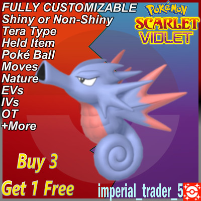 Pokémon Scarlet and Violet   Shiny Seadra   W/ Best 6IV Customizable
