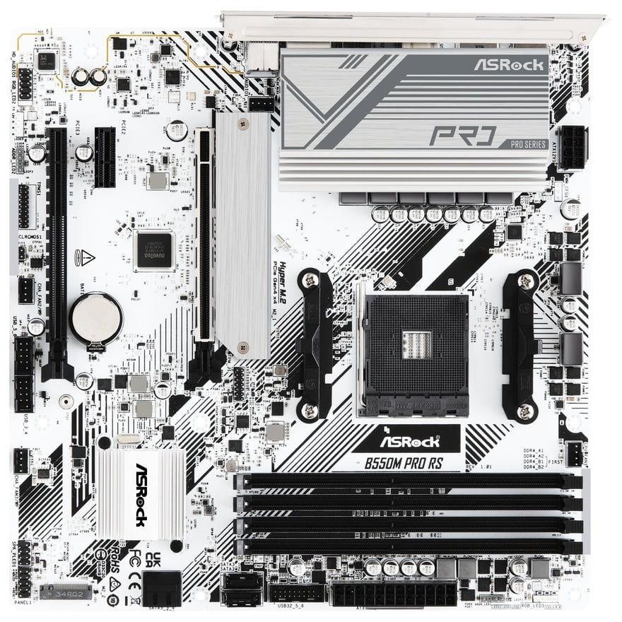 Scheda Madre Asrock B550M PRO RS – Micro ATX, Socket AM4, DDR4, Bianca, Per AMD Ryzen 5000/4000/3000