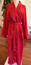 Sz M L Vintage Victoria's Secret Robe Gold Label Pockets Red Satin Long Floor