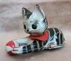 Tin Plate Wind Up Cat With Ball 1970s Nakayama Shokai Japan Working U2S2
