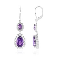 Sambische Amethyst-Rhodium-Silber-Ohrringe