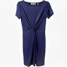 Lark & Ro Womens Size 4 Dress Crepe Center Twist Short Sleeve Career Blue New