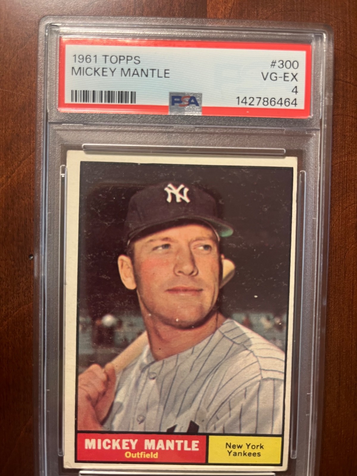 1961 Topps #300 Mickey Mantle PSA 4 view 2