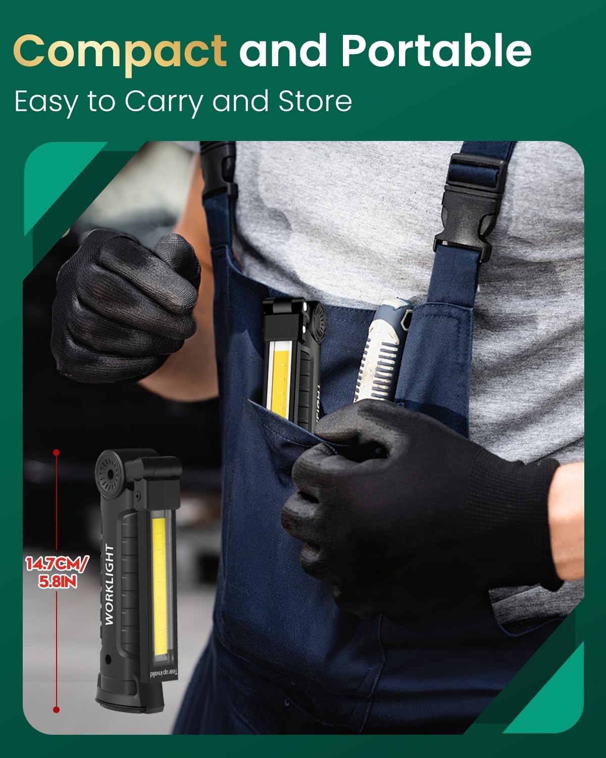 2x Rechargeable LED COB Work Light Mechanic Flashlight Lamp Magnetic Base Bright