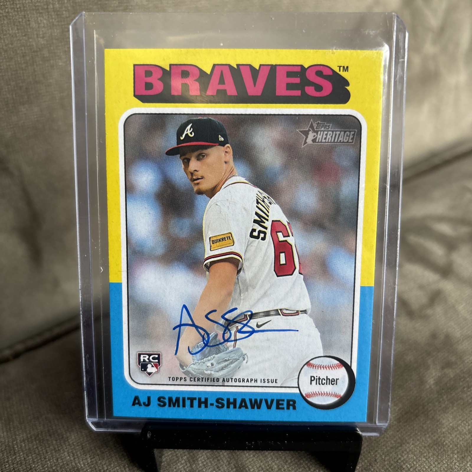 2024 Topps Heritage AJ Smith-Shawver Real One On Card Rookie Auto Atlanta Braves