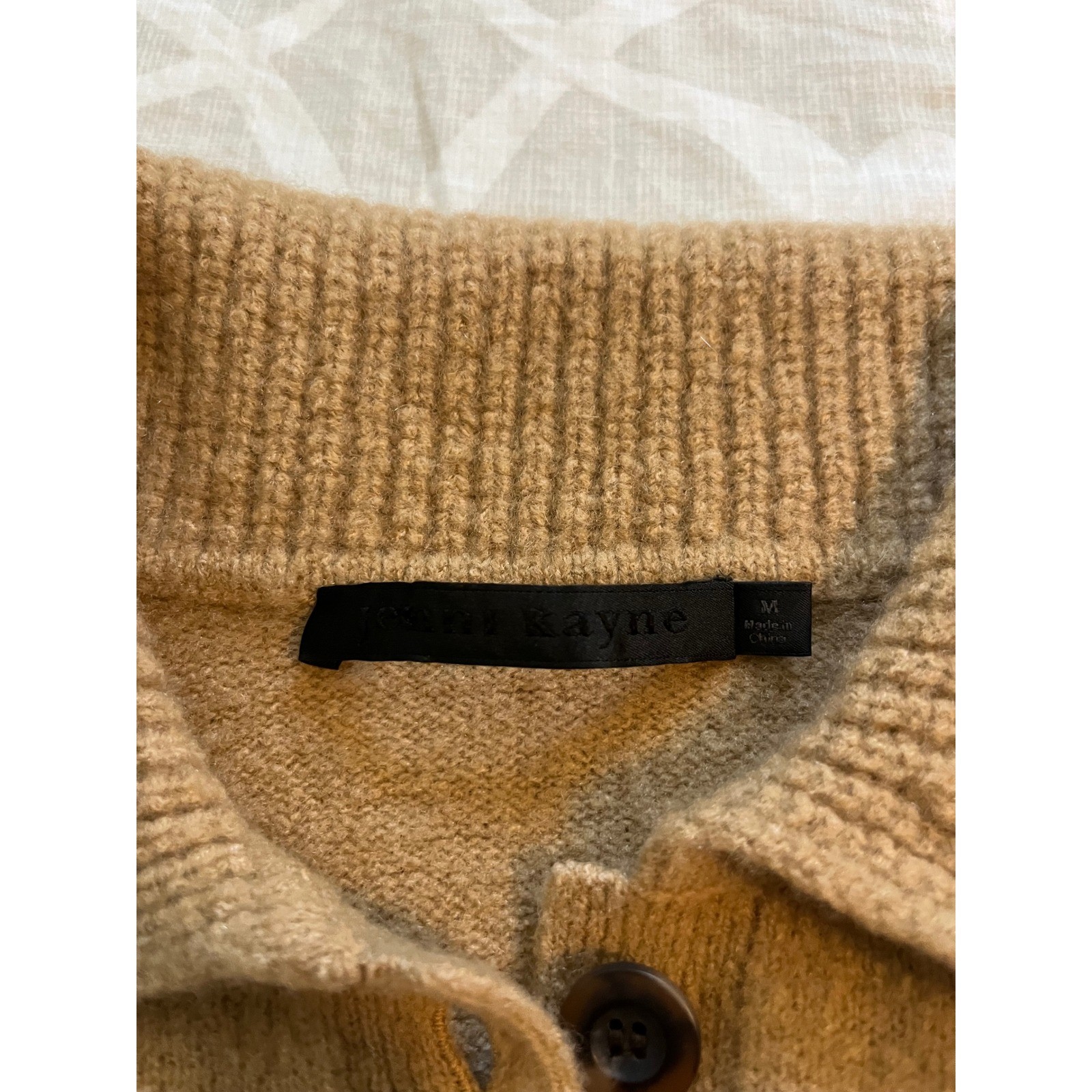 Jenni Kayne Cashmere Stevie Polo sweater camel brown medium