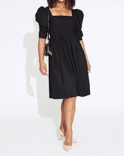 Ganni Cotton Poplin Open Neck Smock Dress Size 34