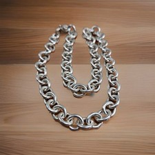 Tiffany & Co 18" Silver Round Link Rolo Chain Necklace Mens Unisex