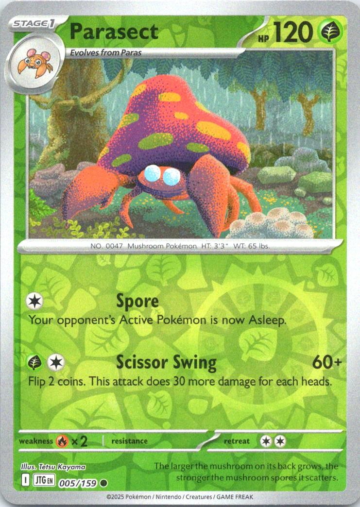 PARASECT 005/159 COMMON JOURNEY TOGETHER POKEMON REVERSE HOLO NM/M