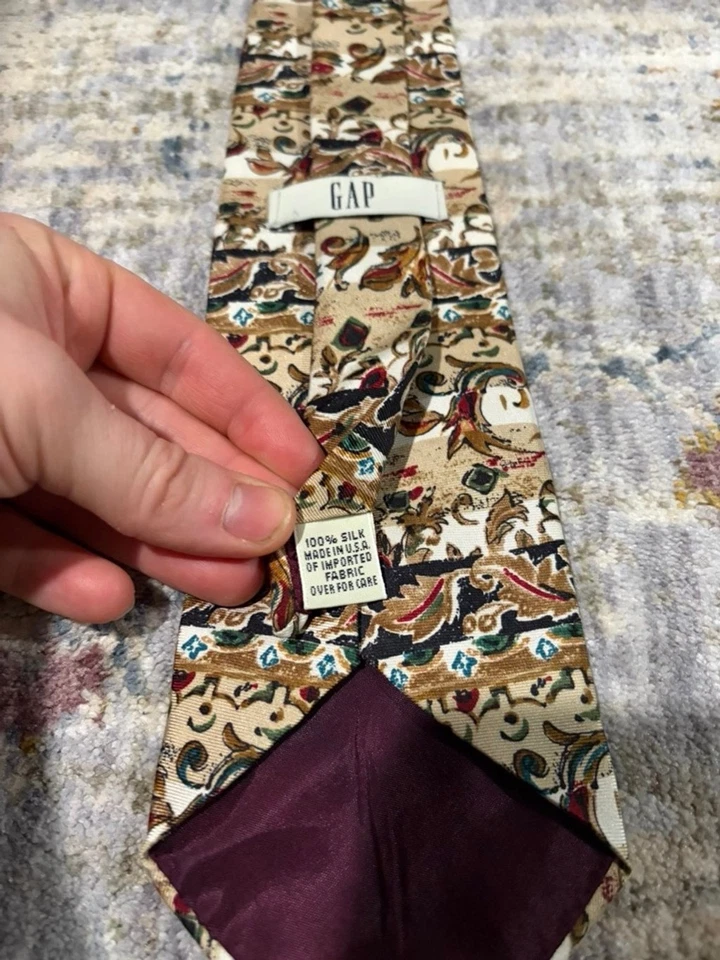 Vintage GAP 100% Silk Paisley Tapestry Necktie Made in USA 90s Mens Classic - Image 4 of 4
