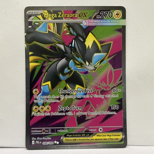 Mega Zeraora ex 098/084 Ultra Rare Pitch Black Pokemon Holo Near Mint