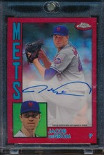 2019 Topps Chrome 84TCA-JD Jacob DeGrom 1984 Red Refractor Auto /5