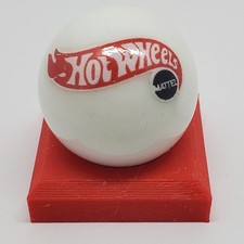 Hot Wheels 1" Glass Logo Marble w/ Colored Stand