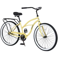Single Speed Bicycles 26" Steel Frame,Multiple Colors Women's Beach Cruiser Bike