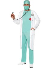 Doctor Blue Scrubs, Coat & Accessories Costume Men's Fancy Dress