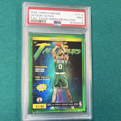 Topps Chrome 2025 Jayson Tatum Tall Tales Green Refractor TT-9 /99 PSA 9