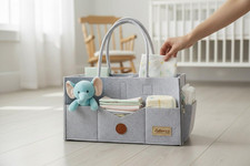 Baby Diaper Caddy Organizer, Portable Felt Nursery Storage Basket with Handle...