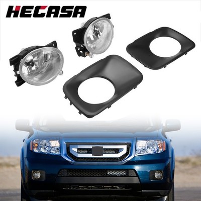HECASA Pair Fog Lights w/Fog Lamp Trim For Honda Pilot 2009-2011 71107-SZA-A00ZZ