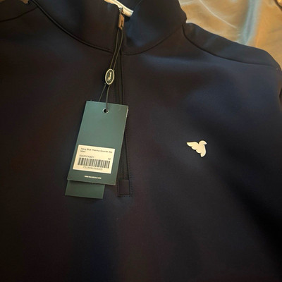 Johnnie-O Men's Navy Blue 1/4 Zip Mock Neck Pullover Logo Top Size M