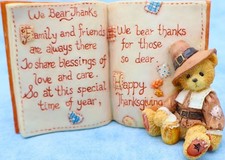 Cherished Teddies  We Bear Thanks  Thanksgiving Prayer Plaque 1994 Enesco w/ Box