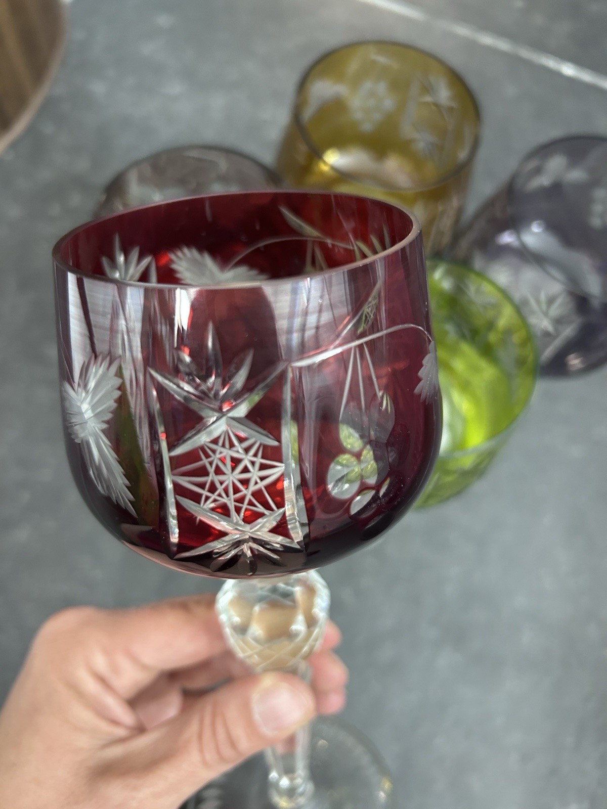 Nachtmann Bleikristall Traube Weinrömer 5er Set Bunt Kristallglas Vintage